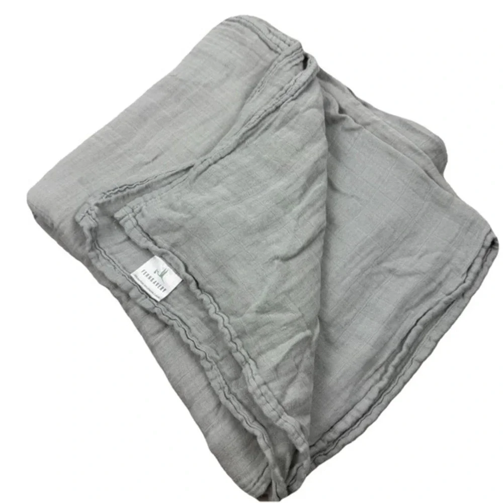 FERN & AVERY Baby Infant Swaddle Blanket‎ Bamboo Organic Cotton Gray - 47 x 47